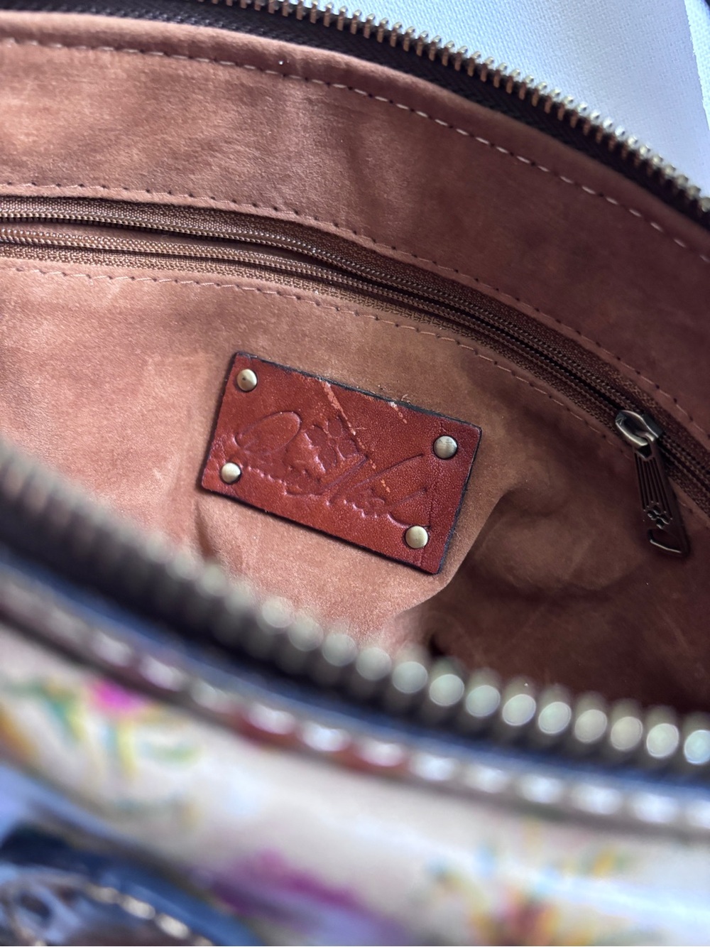 Patricia Nash Crossbody Leather Purse prairie rose beige with floral - Picture 9 of 13